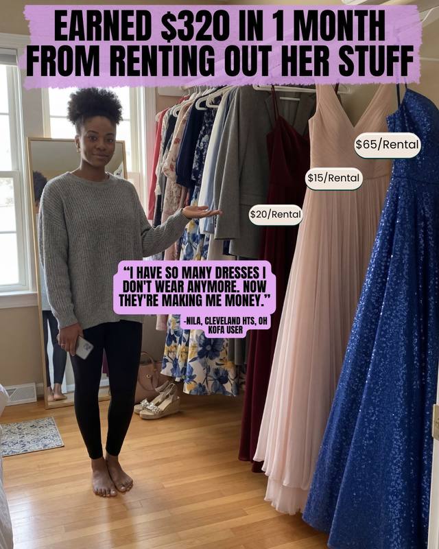 Nila in Cleveland Heights, Ohio earned $320 in one month renting dresses from her closet
